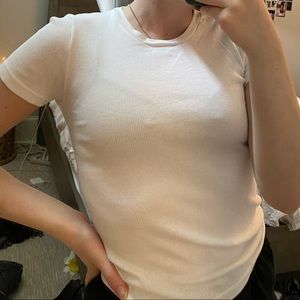 Brandy Melville Ribbed White Tee